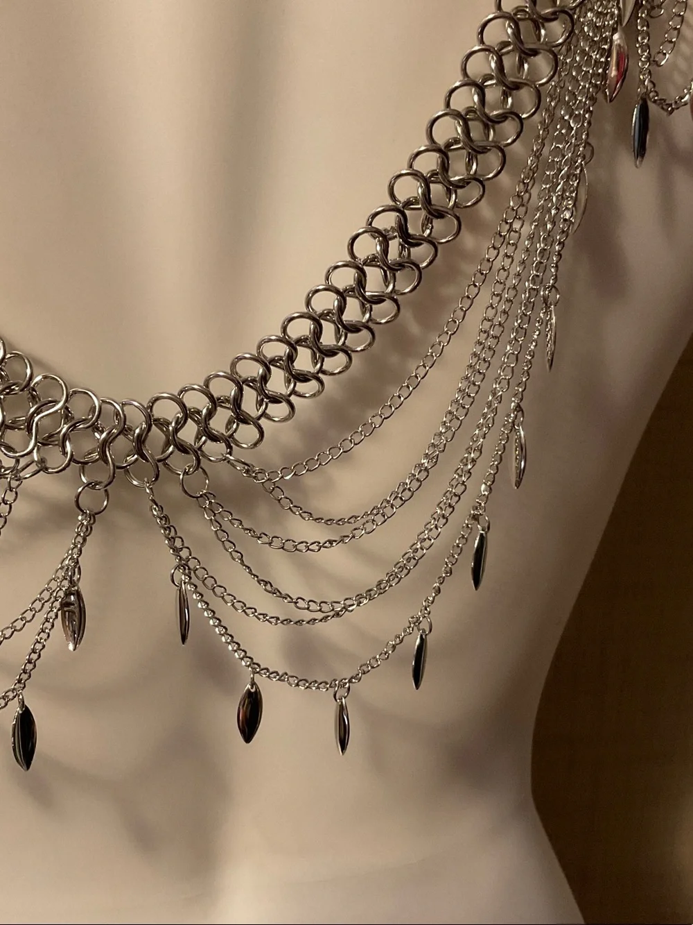 Silver Multi-Layer Drape Back Necklace - Women Jewelry